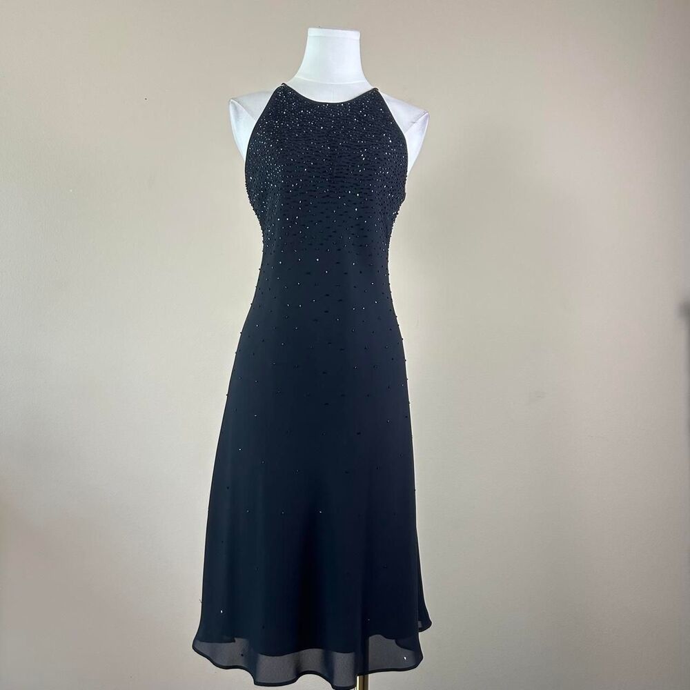 Chelsea Nites Whimsigoth Beaded Rhinestone Midi Dress